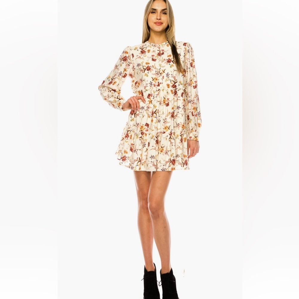 Penelope Rose Floral Print Long Sleeve Minidress